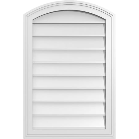Ekena Millwork Arch Top Surface Mount PVC Gable Vent: Functional, w/ 2"W x 1-1/2"P Brickmould Frame, 20"W x 30"H GVPAR20X3002SF